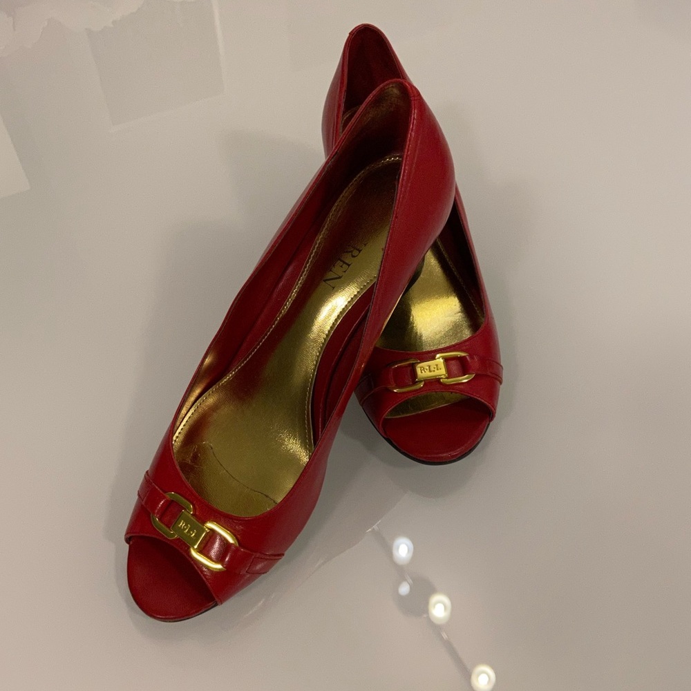 Ralph Lauren Red Wedge Sandal